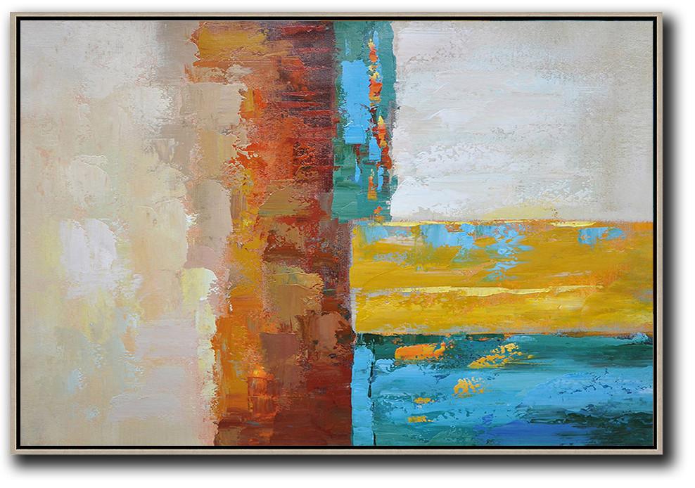 Large Abstract Art,Vertical Palette Knife Contemporary Art,Contemporary Art Canvas Painting,Blue,Red,Yellow,Gray.etc